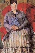 Paul Cezanne madame cezanne in a red armcbair oil